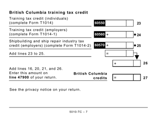 Form 5010-TC (BC479) British Columbia Credits (Large Print) - Canada, Page 7