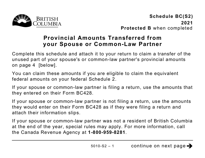 Form 5010-S2 Schedule BC(S2) 2021 Printable Pdf