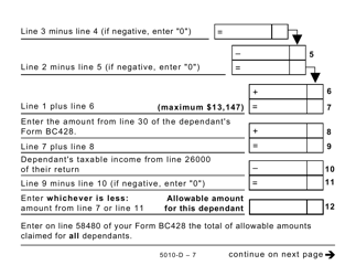 Form 5010-D Worksheet BC428 British Columbia (Large Print) - Canada, Page 7