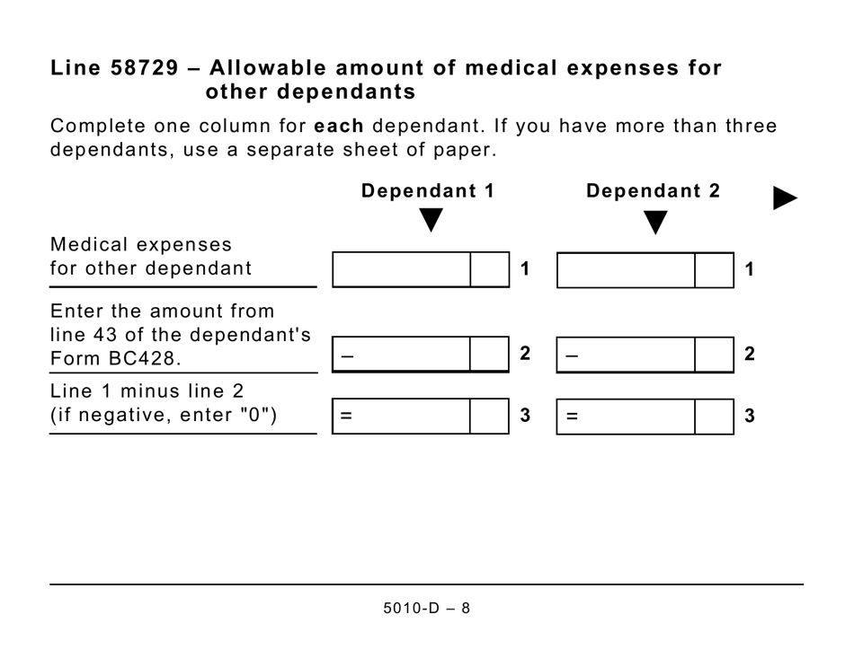 Form 5010-D Worksheet BC428 British Columbia (Large Print) - Canada, Page 8