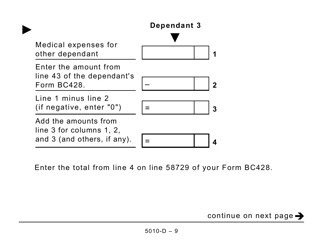 Form 5010-D Worksheet BC428 British Columbia (Large Print) - Canada, Page 9