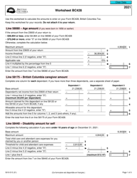 Form 5010-D Worksheet BC428 British Columbia - Canada