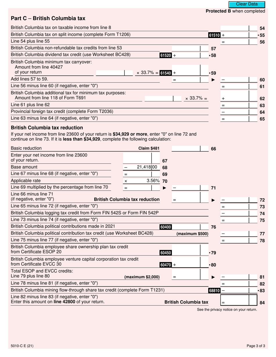 Form 5010-C (BC428) British Columbia Tax - Canada, Page 3