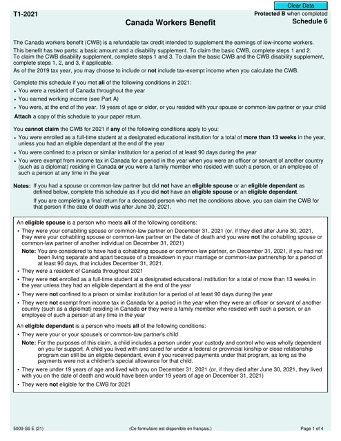 Form 5009-S6 Schedule 6 2021 Printable Pdf