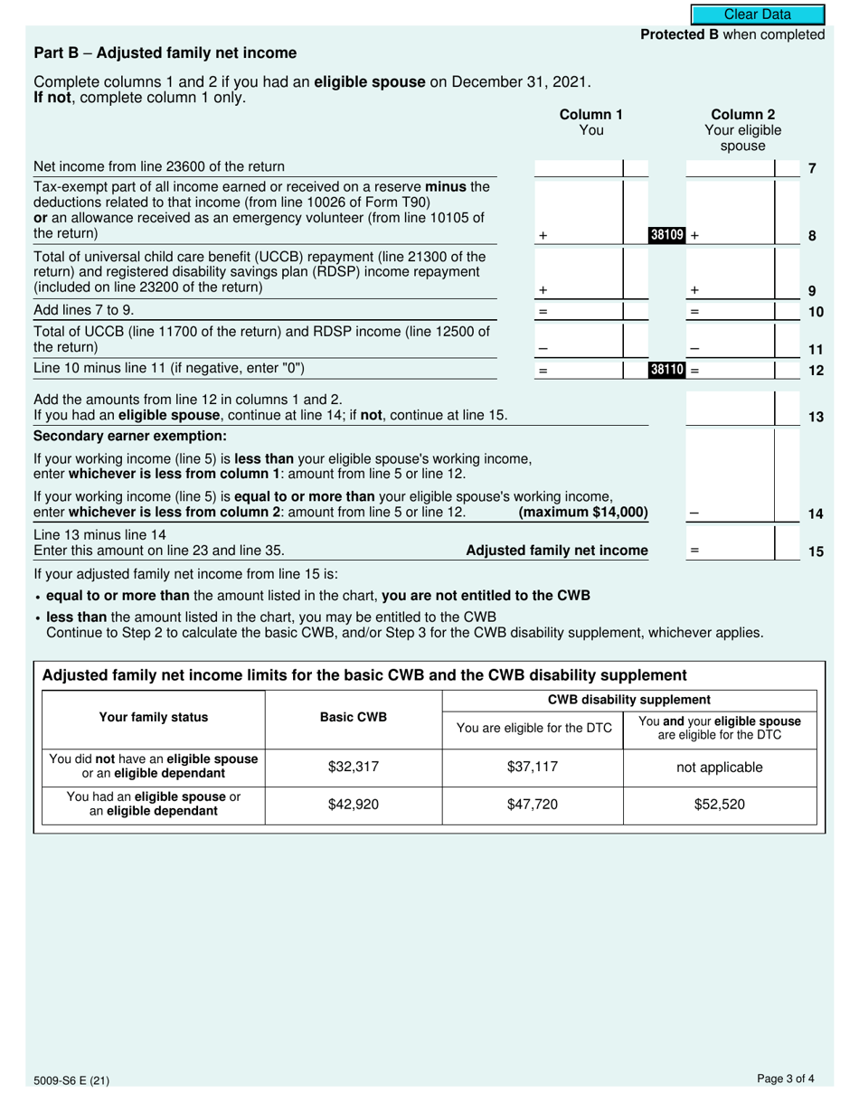 Form 5009-S6 Schedule 6 Canada Workers Benefit - Canada, Page 3