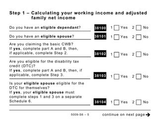 Form 5009-S6 Schedule 6 Canada Workers Benefit (Large Print) - Canada, Page 5