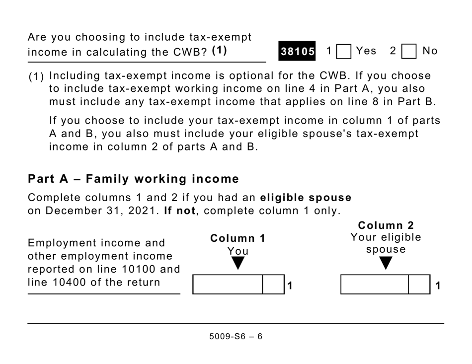 Form 5009-S6 Schedule 6 Canada Workers Benefit (Large Print) - Canada, Page 6