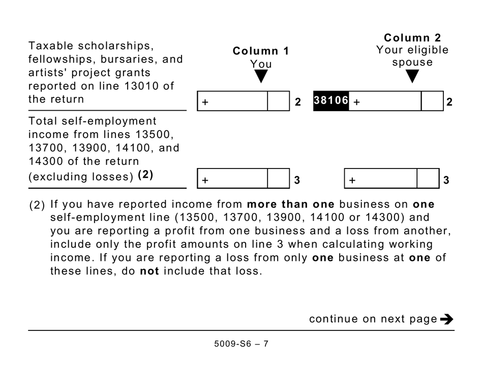 Form 5009-S6 Schedule 6 Canada Workers Benefit (Large Print) - Canada, Page 7