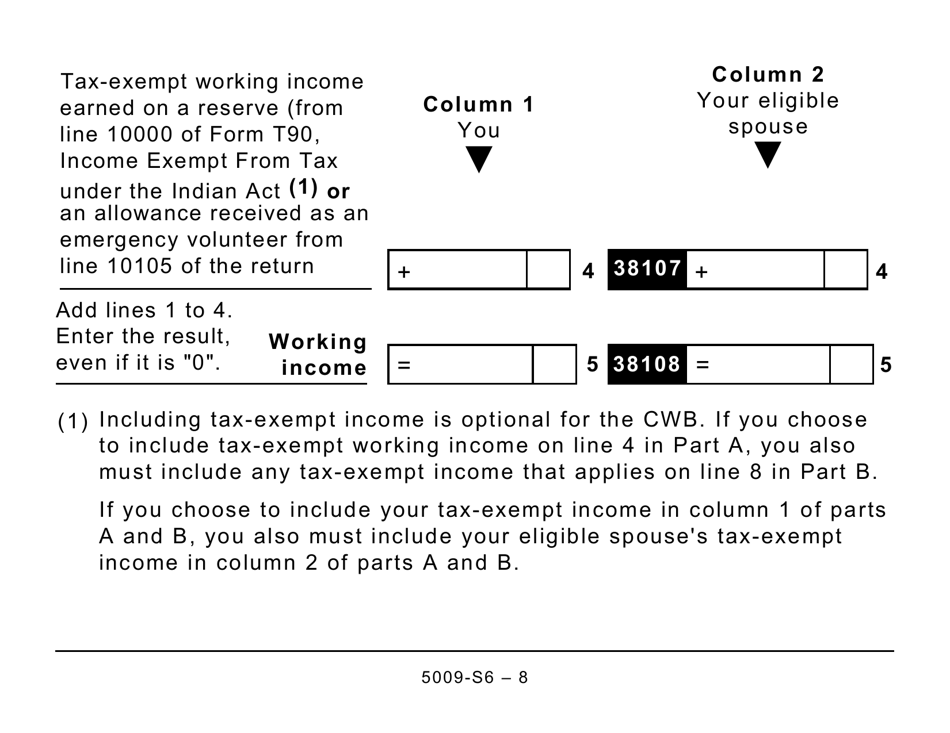 Form 5009-S6 Schedule 6 Canada Workers Benefit (Large Print) - Canada, Page 8