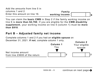 Form 5009-S6 Schedule 6 Canada Workers Benefit (Large Print) - Canada, Page 9