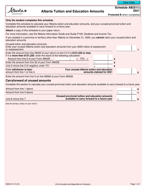 Form 5009-S11 Schedule AB(S11) 2021 Printable Pdf