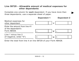 Form 5009-D Worksheet AB428 Alberta (Large Print) - Canada, Page 12