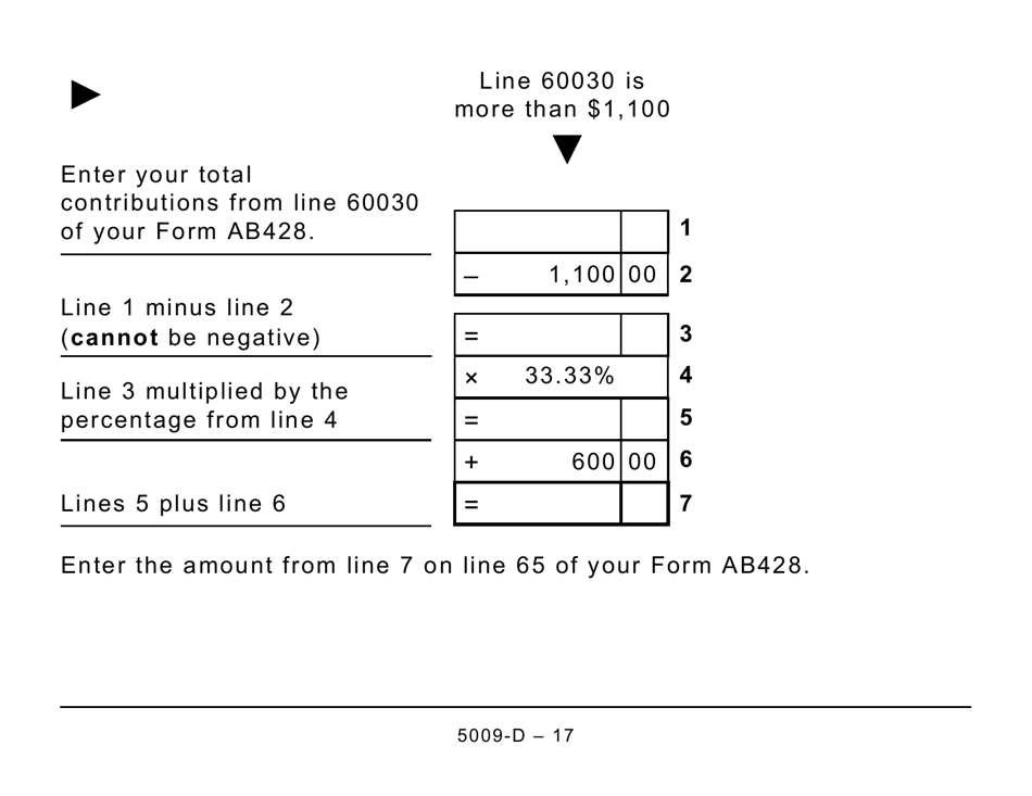 Form 5009-D Worksheet AB428 Alberta (Large Print) - Canada, Page 17