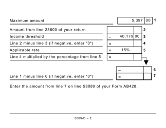 Form 5009-D Worksheet AB428 Alberta (Large Print) - Canada, Page 2