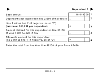 Form 5009-D Worksheet AB428 Alberta (Large Print) - Canada, Page 4