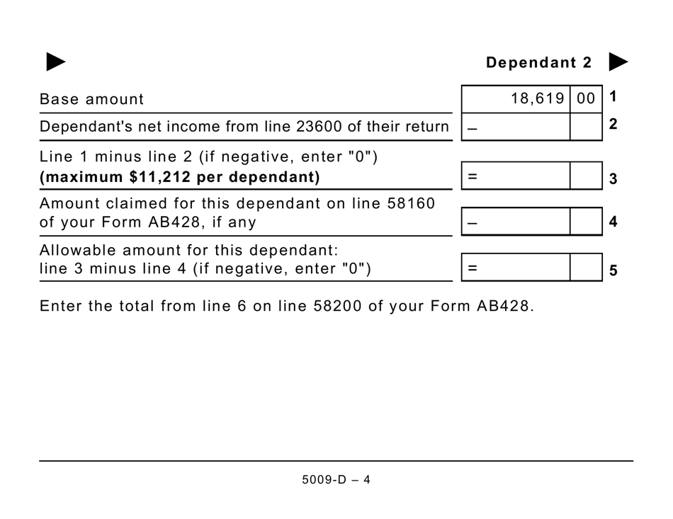 Form 5009-D Worksheet AB428 Alberta (Large Print) - Canada, Page 4