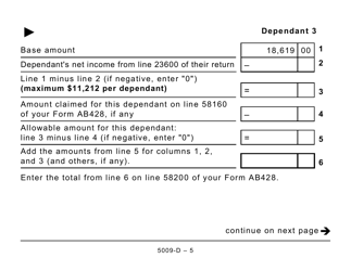 Form 5009-D Worksheet AB428 Alberta (Large Print) - Canada, Page 5