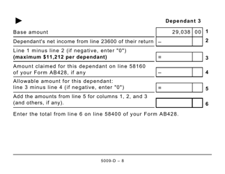 Form 5009-D Worksheet AB428 Alberta (Large Print) - Canada, Page 8