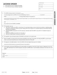 Document preview: Form ADM861 Access Order - British Columbia, Canada