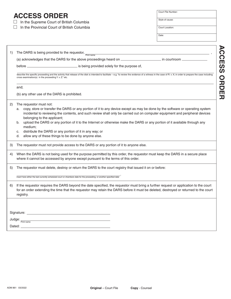 Form ADM861 - Fill Out, Sign Online and Download Fillable PDF, British ...