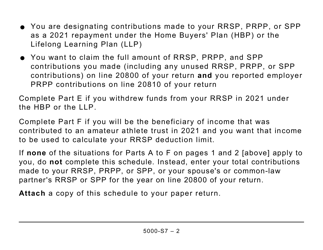 Form 5000-S7 Schedule 7 Rrsp, Prpp, and Spp Unused Contributions, Transfers, and Hbp or LLP Activities (Large Print) - Canada, Page 2