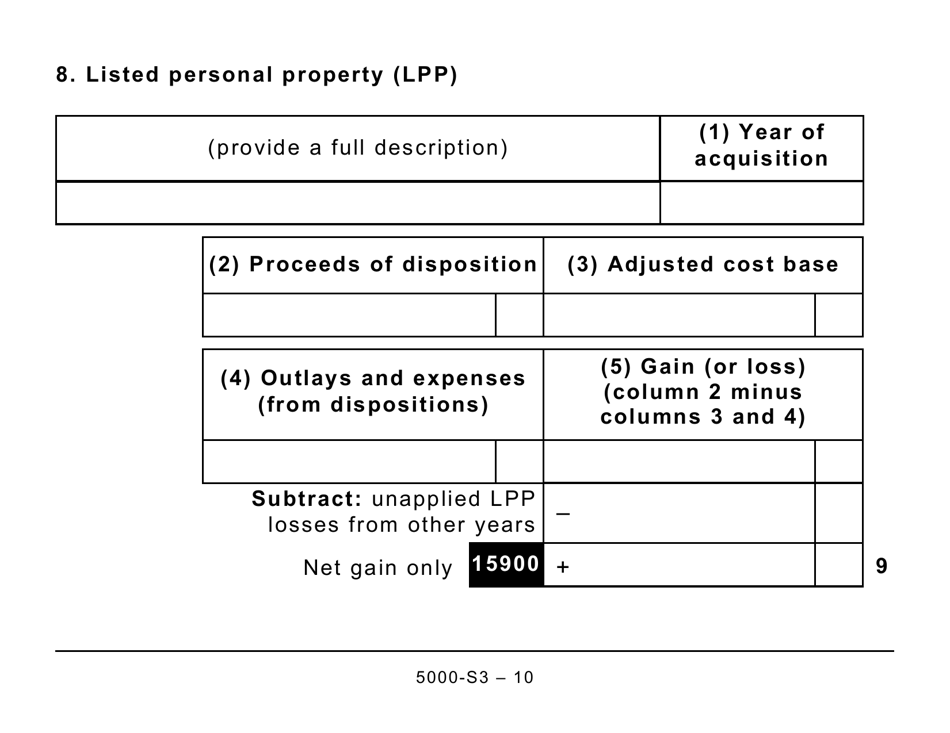 Form 5000-S3 Schedule 3 Capital Gains (Or Losses) - Large Print - Canada, Page 10