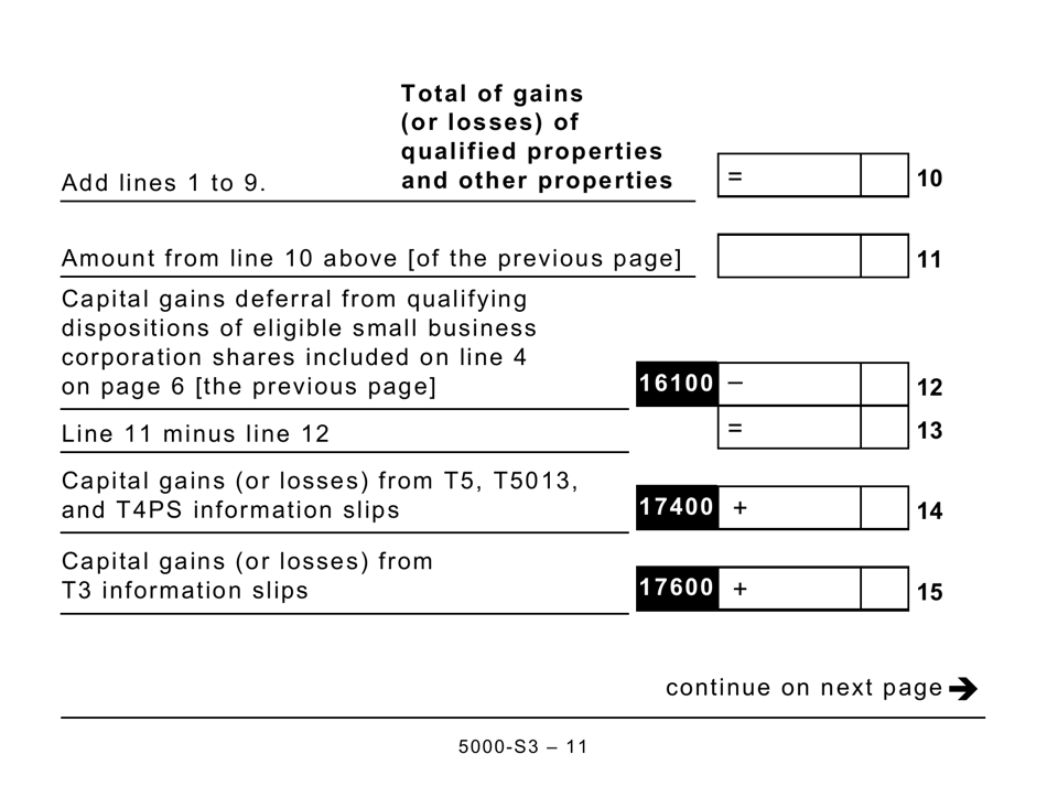 Form 5000-S3 Schedule 3 Capital Gains (Or Losses) - Large Print - Canada, Page 11