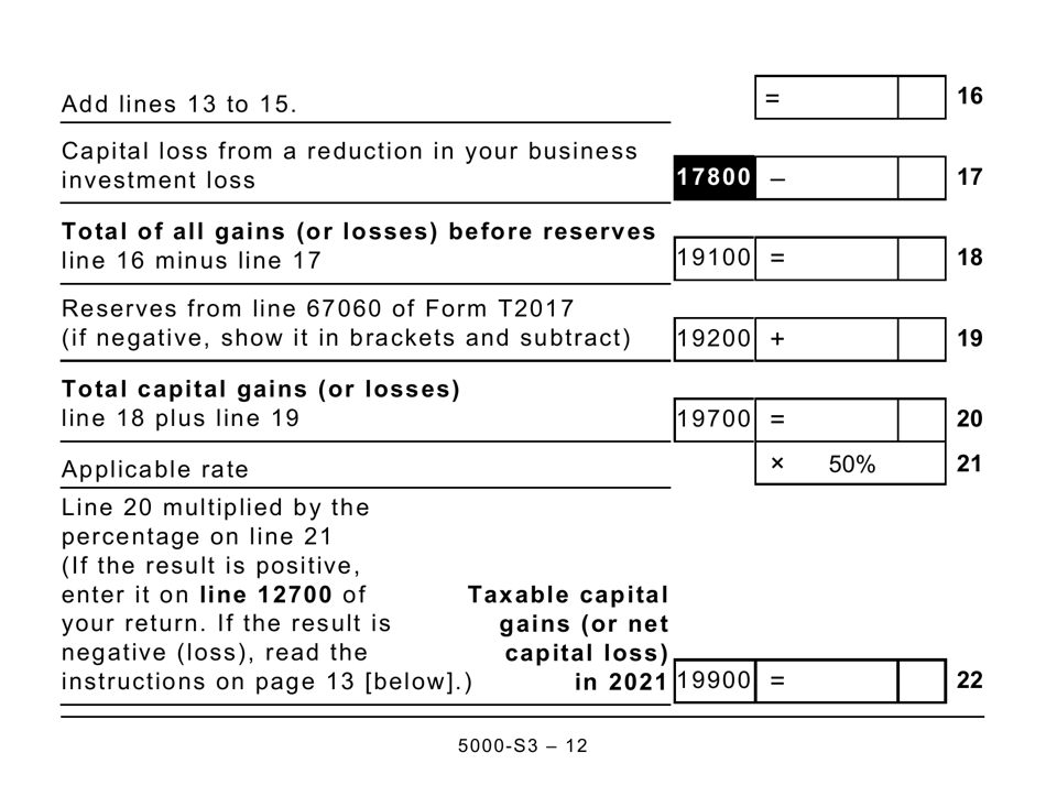 Form 5000-S3 Schedule 3 Capital Gains (Or Losses) - Large Print - Canada, Page 12