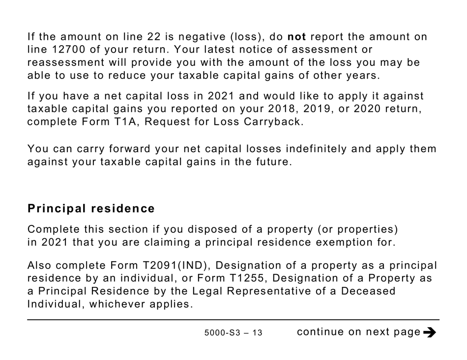 Form 5000-S3 Schedule 3 Capital Gains (Or Losses) - Large Print - Canada, Page 13