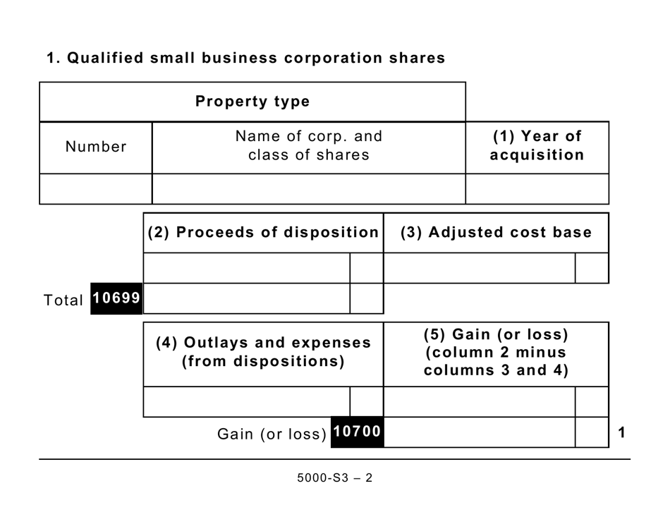 Form 5000-S3 Schedule 3 Capital Gains (Or Losses) - Large Print - Canada, Page 2