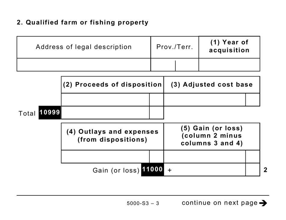 Form 5000-S3 Schedule 3 Capital Gains (Or Losses) - Large Print - Canada, Page 3