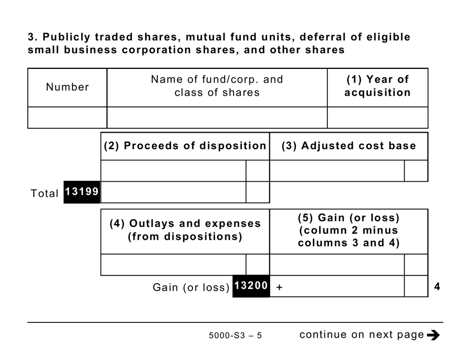 Form 5000-S3 Schedule 3 Capital Gains (Or Losses) - Large Print - Canada, Page 5