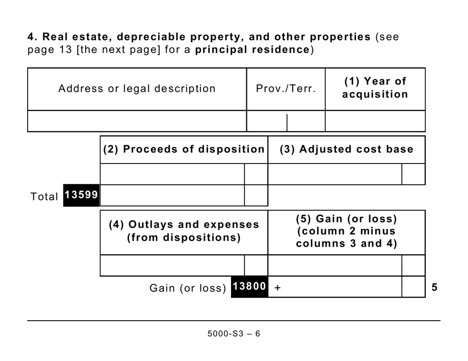 Form 5000-S3 Schedule 3 Capital Gains (Or Losses) - Large Print - Canada, Page 6
