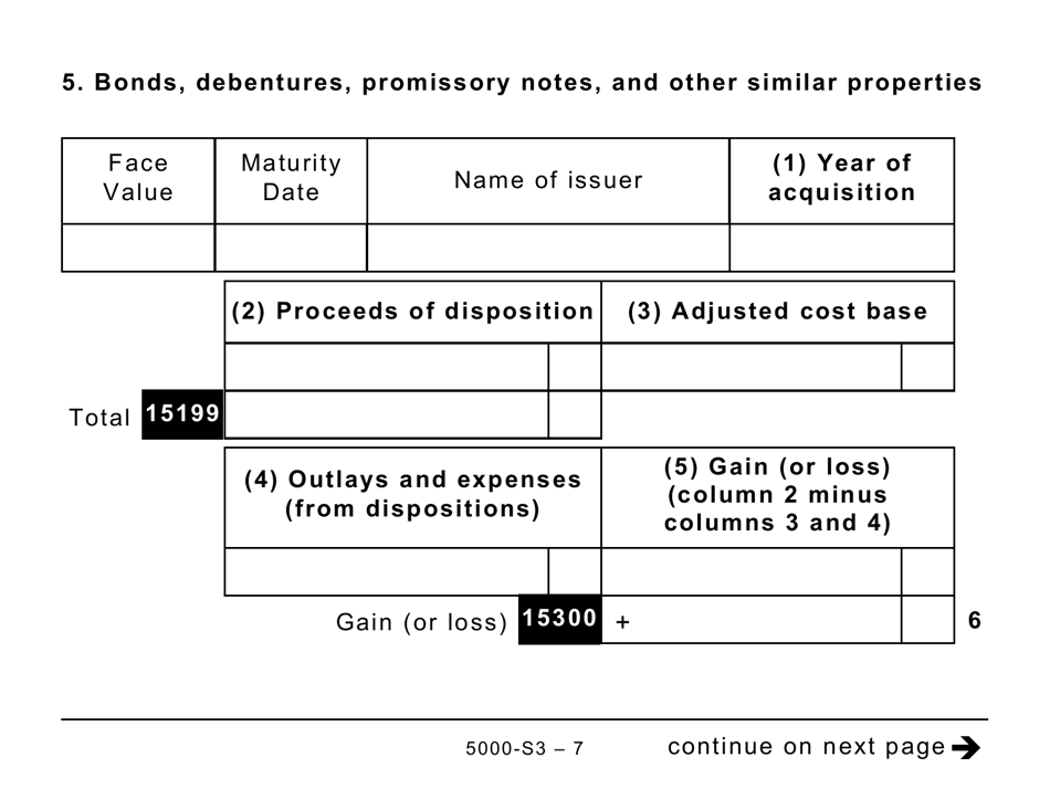 Form 5000-S3 Schedule 3 Capital Gains (Or Losses) - Large Print - Canada, Page 7