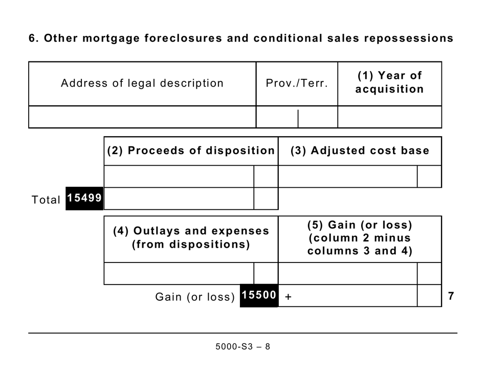 Form 5000-S3 Schedule 3 Capital Gains (Or Losses) - Large Print - Canada, Page 8