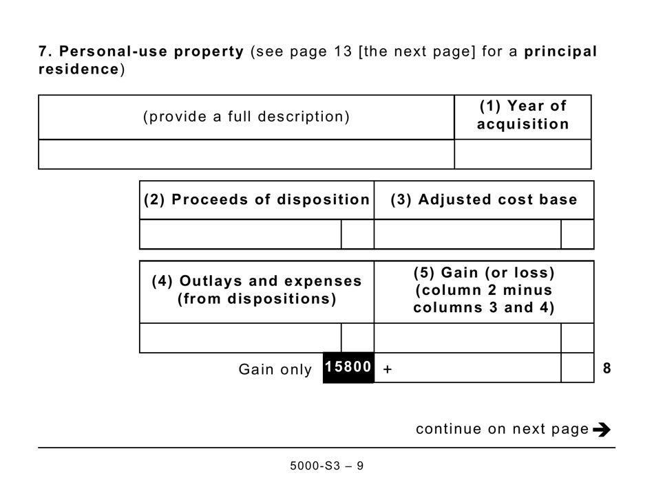 Form 5000-S3 Schedule 3 Capital Gains (Or Losses) - Large Print - Canada, Page 9