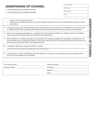 Form ADM859 Undertaking of Counsel - British Columbia, Canada, Page 2