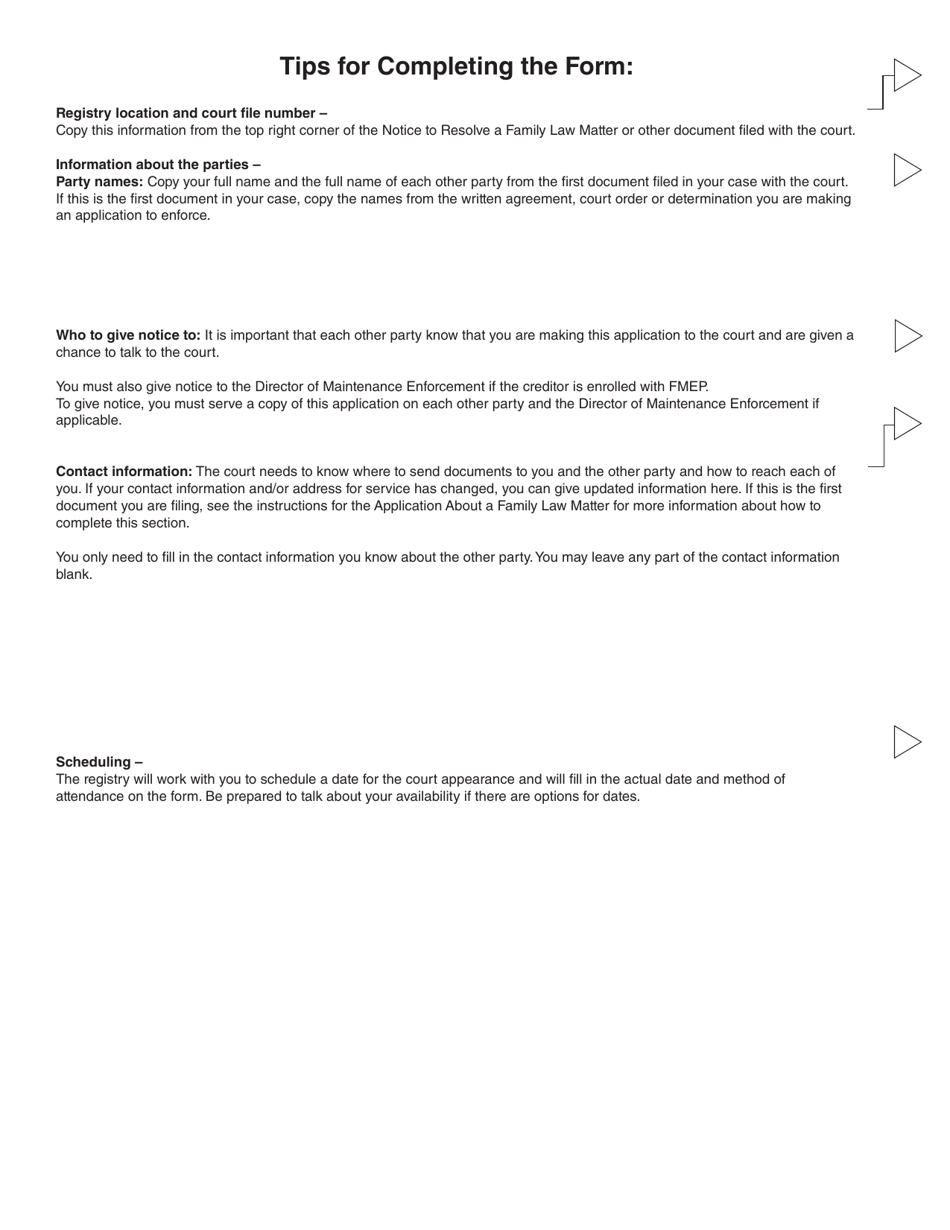 Form 35 (PFA754) Application for Order Under the Family Maintenance Enforcement Act - British Columbia, Canada, Page 3