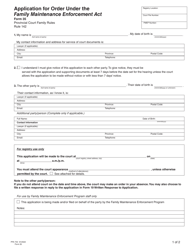 Form 35 (PFA754) Application for Order Under the Family Maintenance Enforcement Act - British Columbia, Canada, Page 4