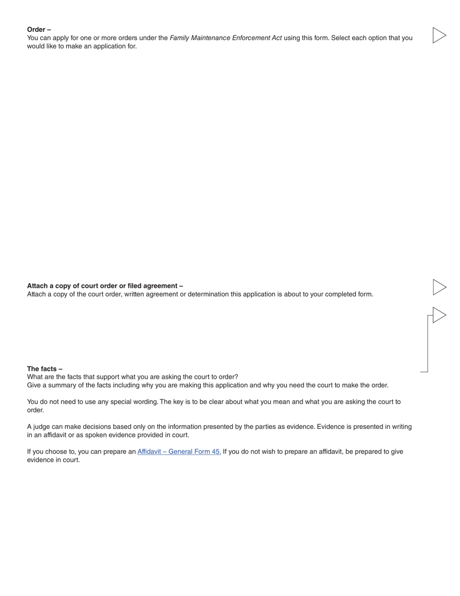 Form 35 (PFA754) Application for Order Under the Family Maintenance Enforcement Act - British Columbia, Canada, Page 5