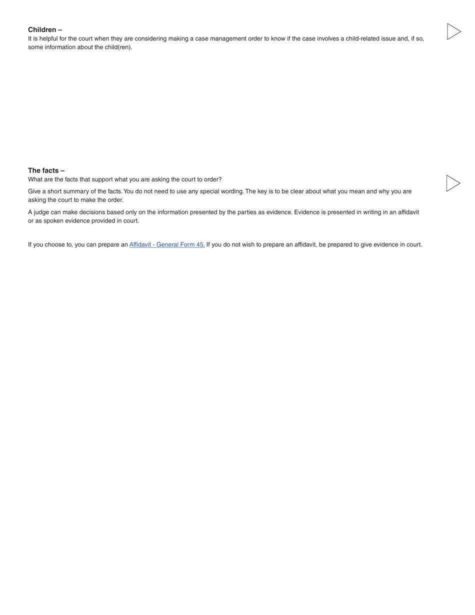 Form 10 (PFA717) Application for Case Management Order - British Columbia, Canada, Page 7