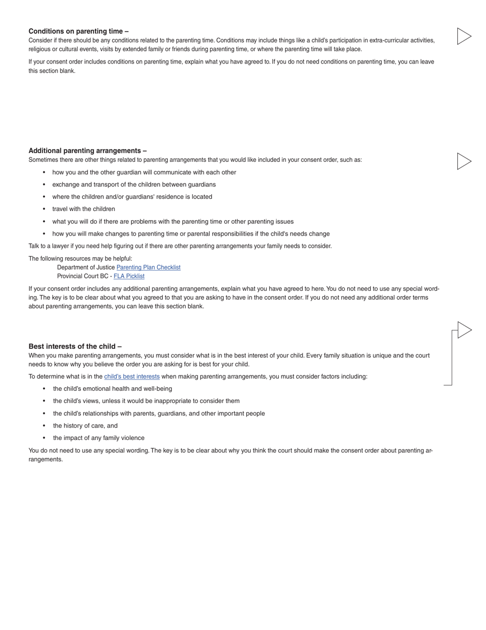 Form 17 (PFA723) Application for a Family Law Matter Consent Order - British Columbia, Canada, Page 11