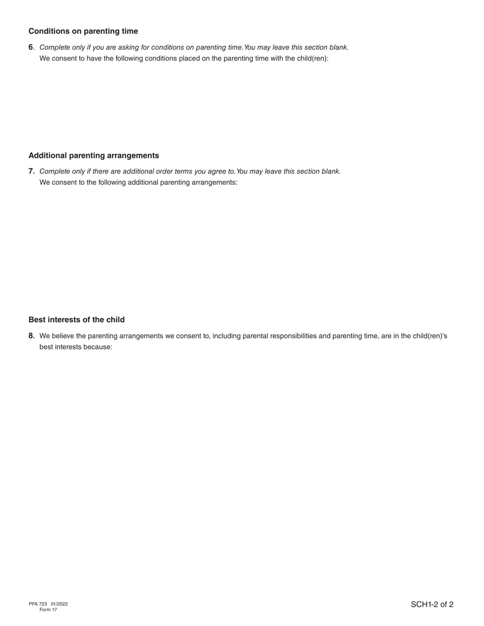 Form 17 (PFA723) Application for a Family Law Matter Consent Order - British Columbia, Canada, Page 12