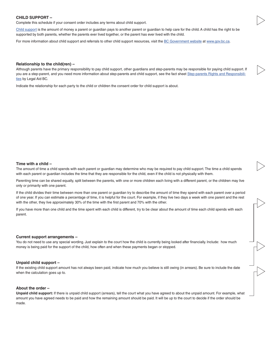Form 17 (PFA723) Application for a Family Law Matter Consent Order - British Columbia, Canada, Page 13