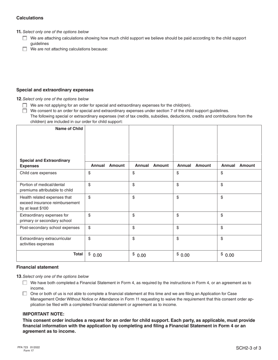Form 17 (PFA723) Application for a Family Law Matter Consent Order - British Columbia, Canada, Page 18