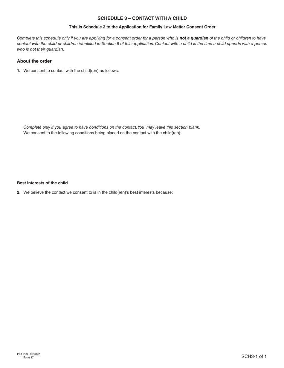Form 17 (PFA723) Application for a Family Law Matter Consent Order - British Columbia, Canada, Page 20