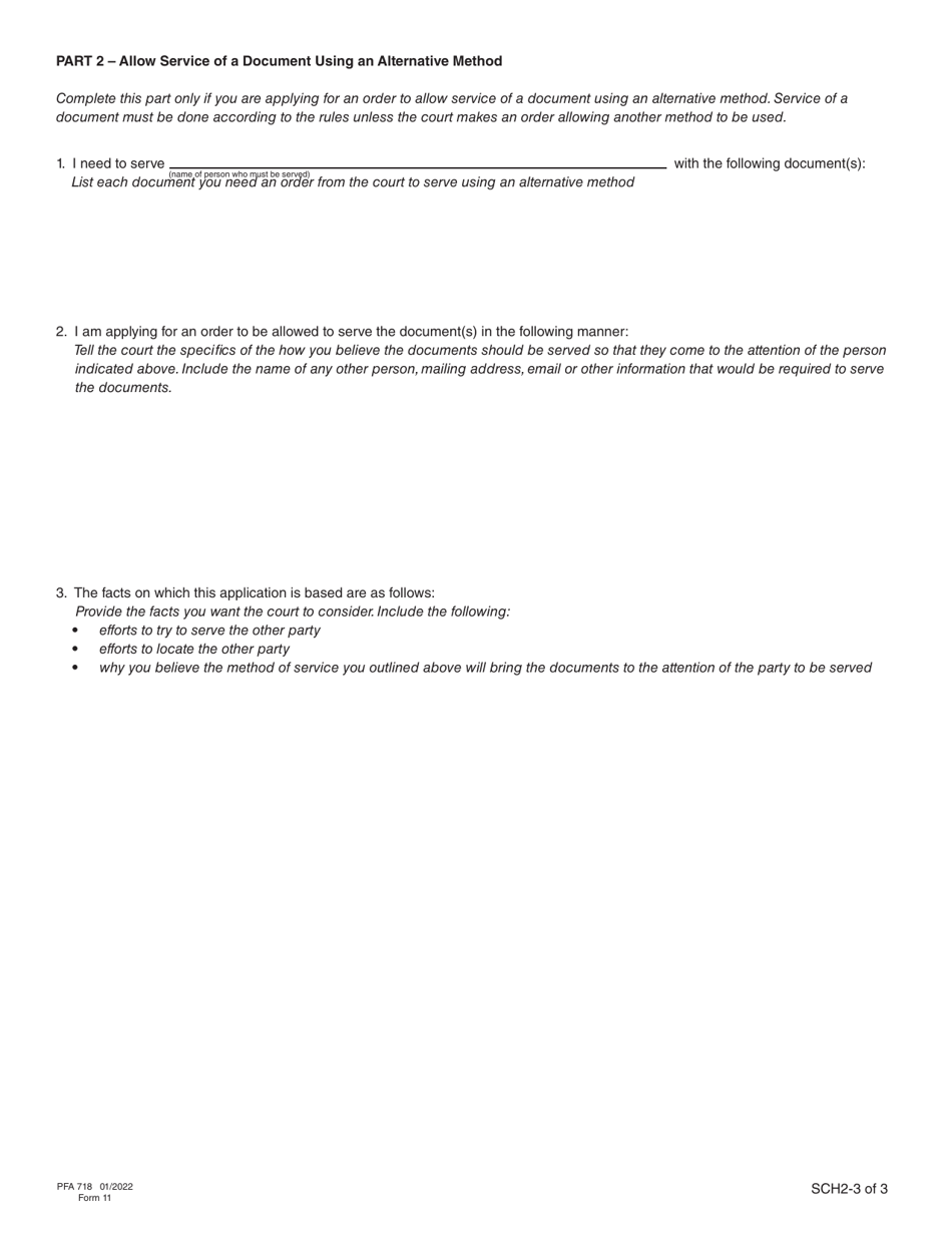 Form 11 (PFA718) Application for Case Management Order Without Notice or Attendance - British Columbia, Canada, Page 12
