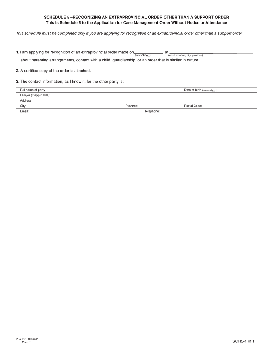 Form 11 (PFA718) Application for Case Management Order Without Notice or Attendance - British Columbia, Canada, Page 20
