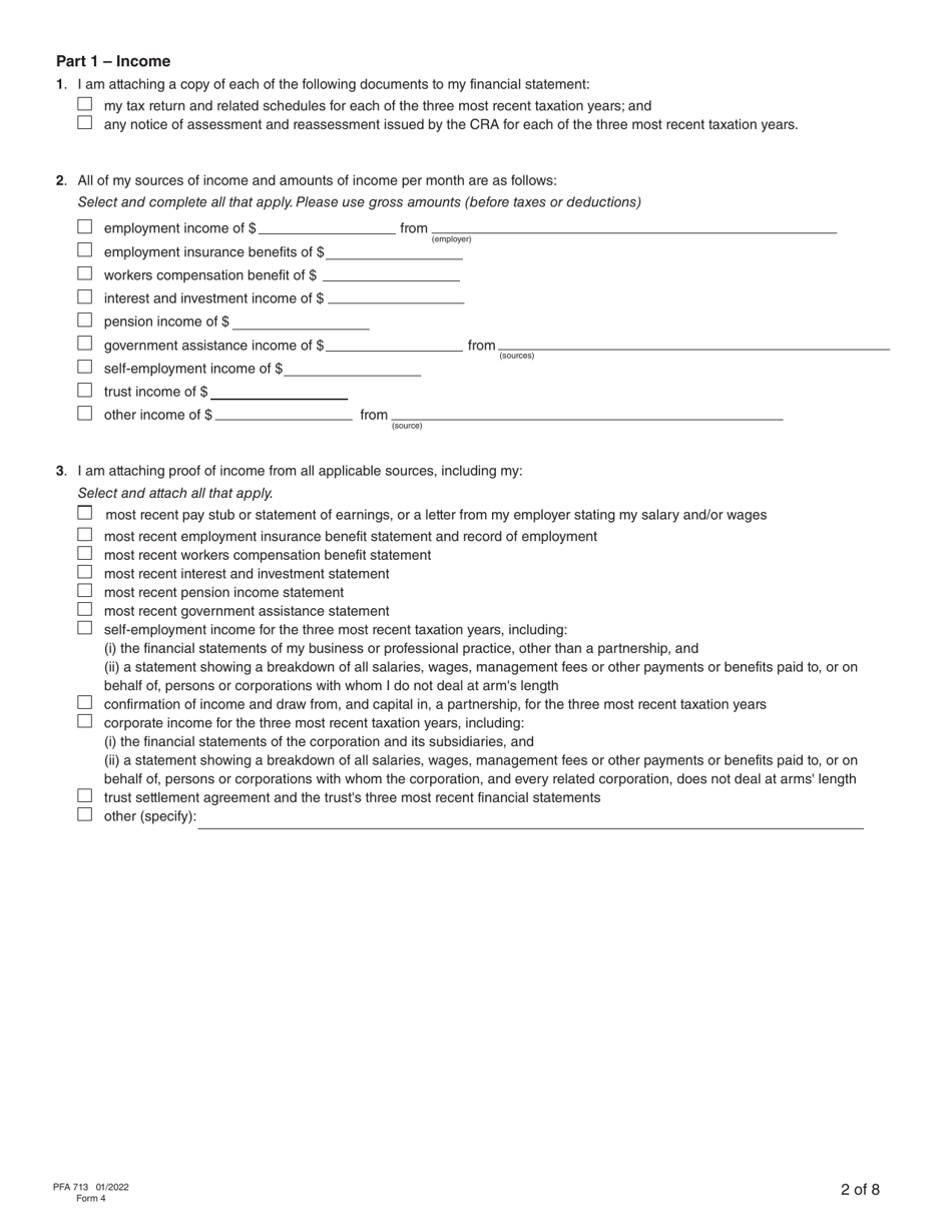 Form 4 (PFA713) Financial Statement - British Columbia, Canada, Page 6