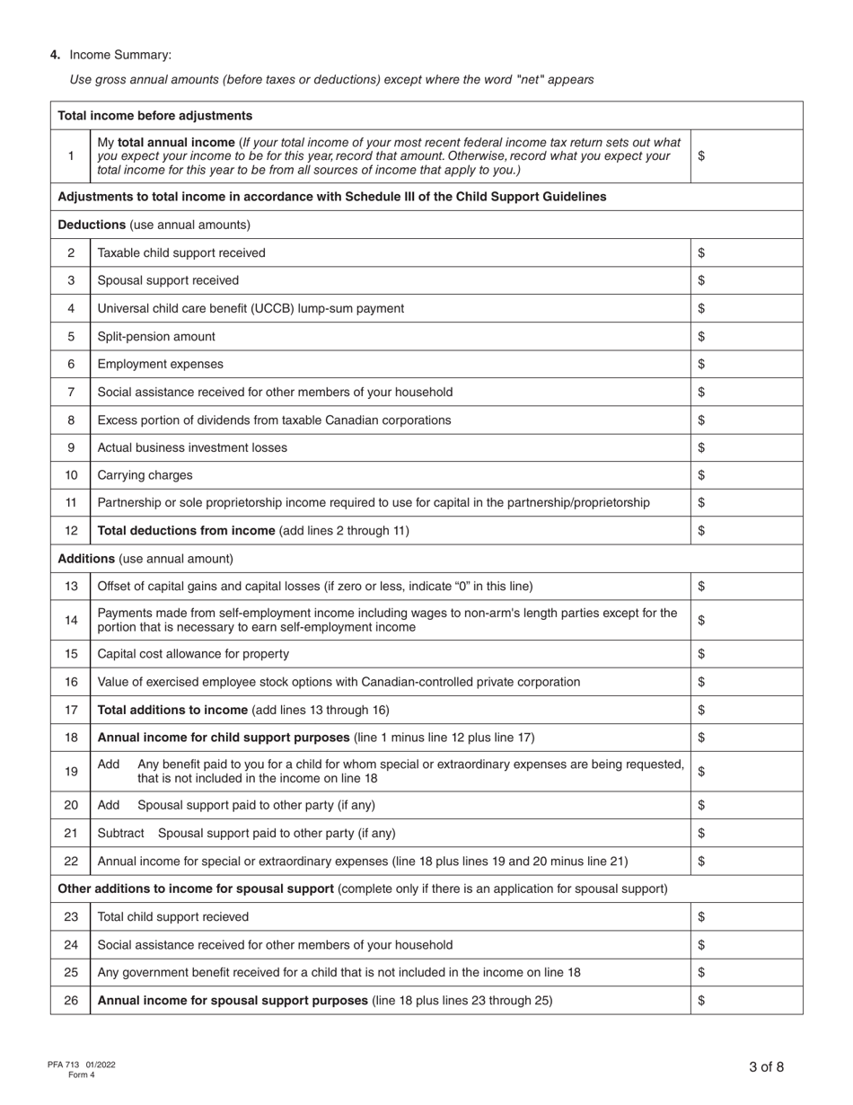Form 4 (PFA713) Financial Statement - British Columbia, Canada, Page 8